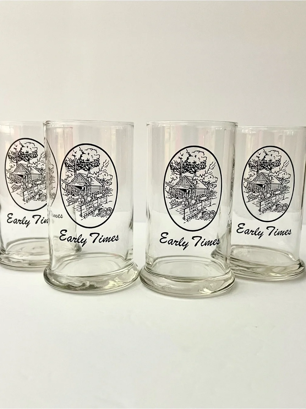 Early Times Weighted Highball Whiskey Glasses with Black Image  - Set of 4